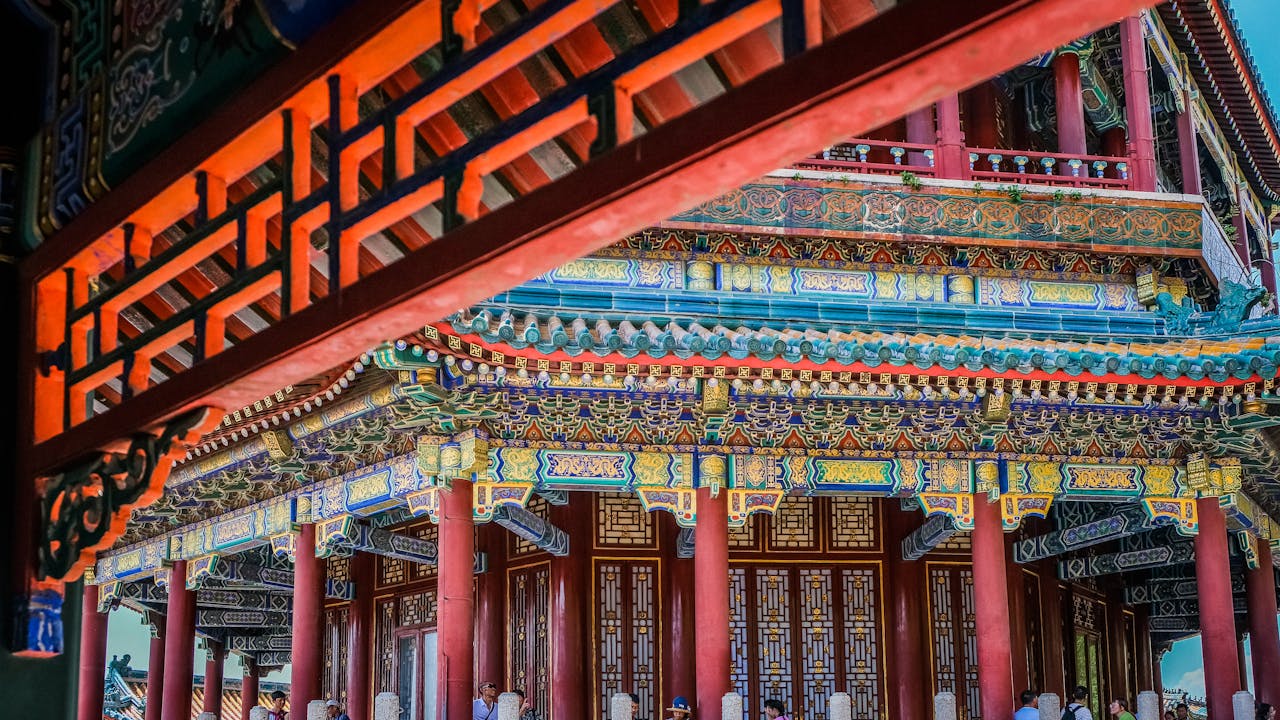 Traditional Chinese architecture at a temple in Beijing